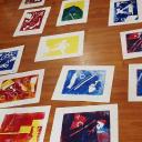 Imagen Siluetas prehistóricas con monotipo